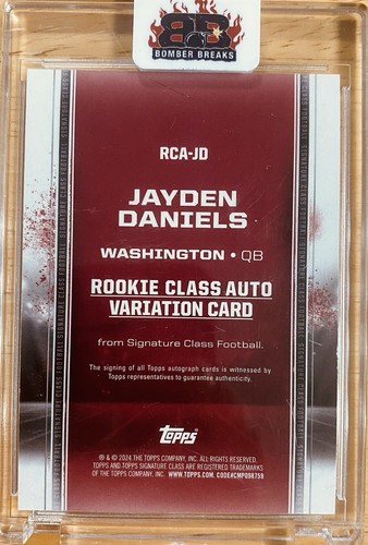 2024 Topps Signature Class Jayden Daniels Rookie Class variante automatica /50!! - Foto 2 di 2