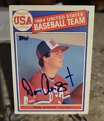 Autographed Don August 1984 USA Baseball Team Brewers 1985 Topps #392