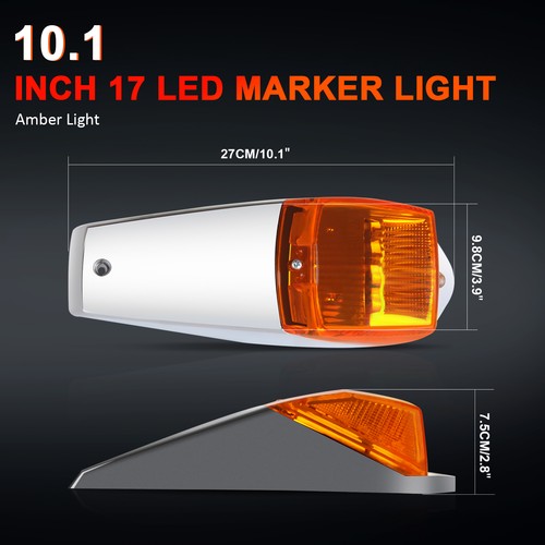 9X Amber LED Roof Running Cab Marker Lights Assembly Universal For Truck Trailer - Picture 2 of 7