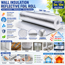 5M 10M Reflective Insulation Film Aluminum Foil Heat Barrier Wall Film UK