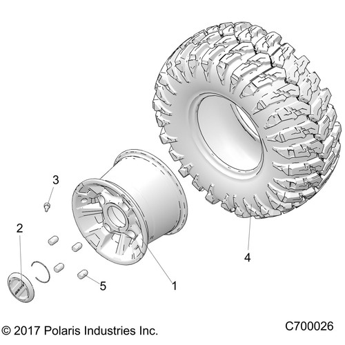 Polaris Rear Rim, Matte Black, Genuine OEM Part 1522670-458, Qty 1 - Picture 2 of 2