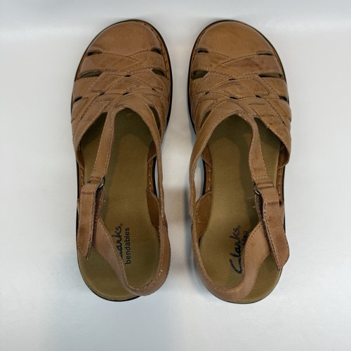 Clarks Bendables Womens Sz 7.5M Ashland Leather Tan Slip On Shoes NWOB READ - Picture 4 of 13