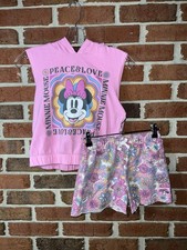 Girl's Disney Minnie Mouse Sleeveless Hooded Cosplay Top Shorts Set Size M