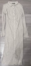 Nasty Gal Ivory Button-Down Midi Dress. Size 14