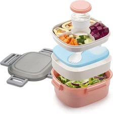 Freshmage Salad Container for Lunch with Ice Pack, Leakproof BPA-Free 52-oz Lunc
