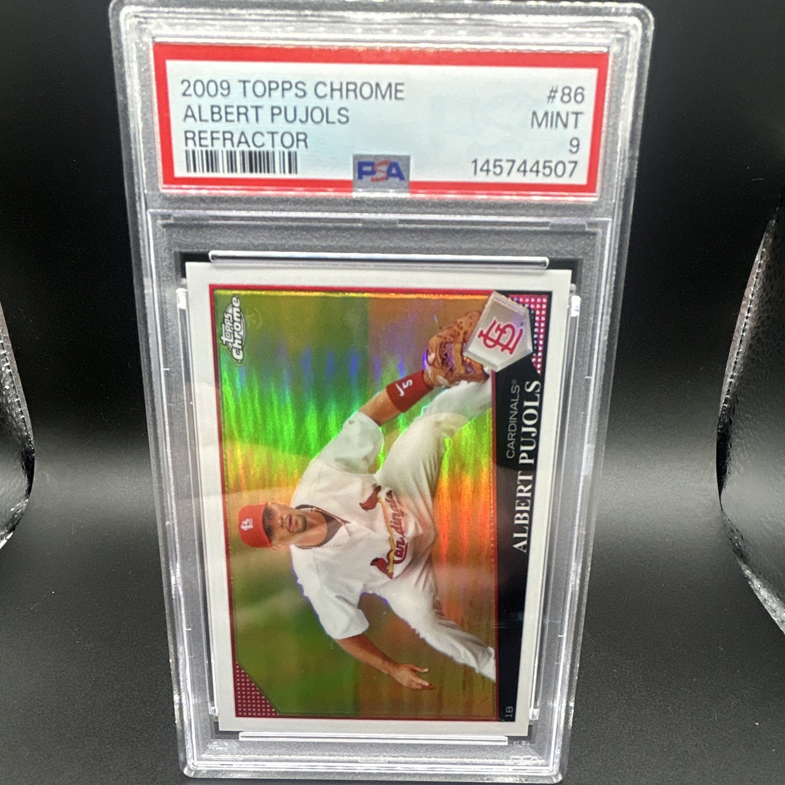 Topps 2009 Topps Chrome Albert Pujols Cardinals Refractor #86 PSA 145744507