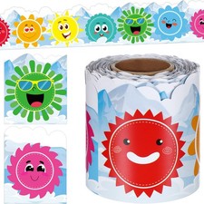 65.6 ft Colorful Sun Bulletin Board Borders Spring Summer Sunshine Border Tri...
