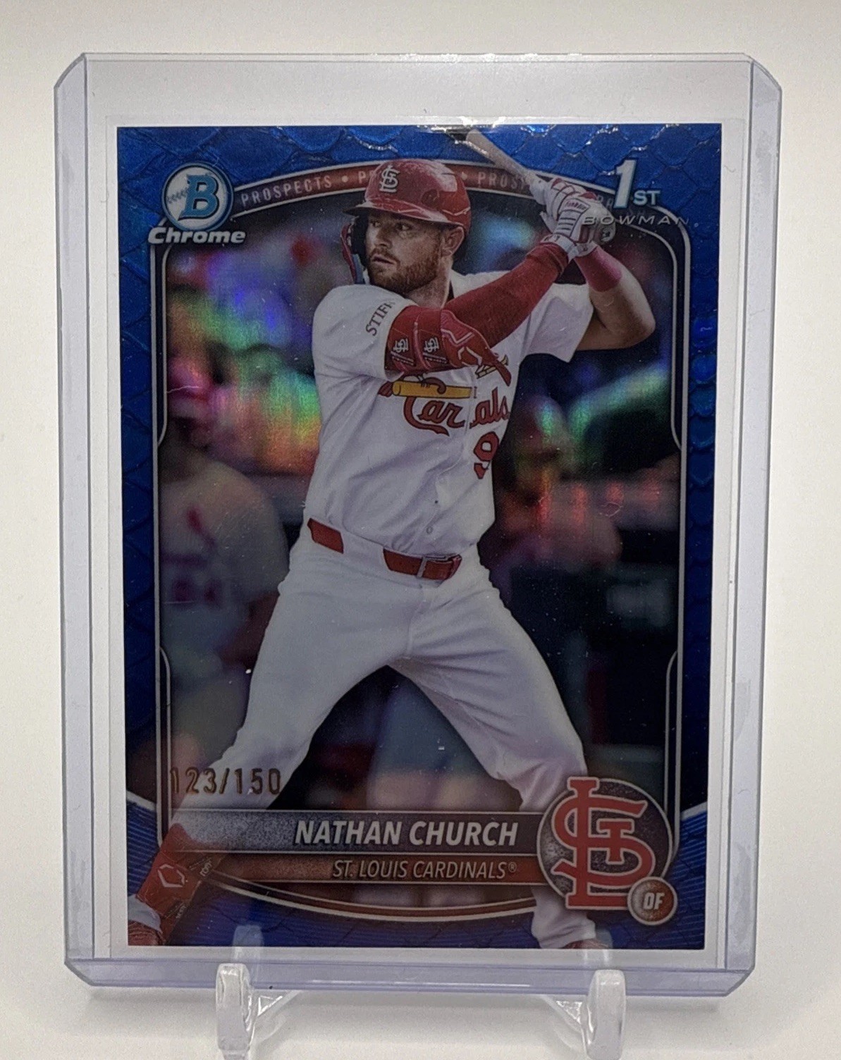 NATHAN CHURCH 2025 BOWMAN CHROME 1ST BLUE REPTILIAN CARDINALS /150