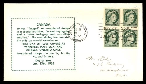 Mayfairstamps Canada FDC 1962 Tagged A Segregated Mail First Day Cover aaw_27255