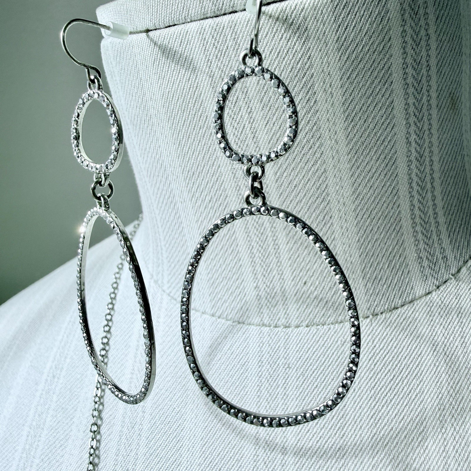 Elevated Boho Silver-Tone Statement Set:Palm Leaf… - image 3