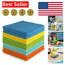 Scratch-Free Microfiber Cleaning Rags, 10-Pack, 12"x12", Colorful & Reusable
