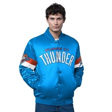 Men's Starter Blue Oklahoma City Thunder Triple Option Varsity Full-Snap Satin