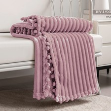 DISSA Fleece Blanket Throw Size   51x63, Pink   Soft, Plush, Fluffy,