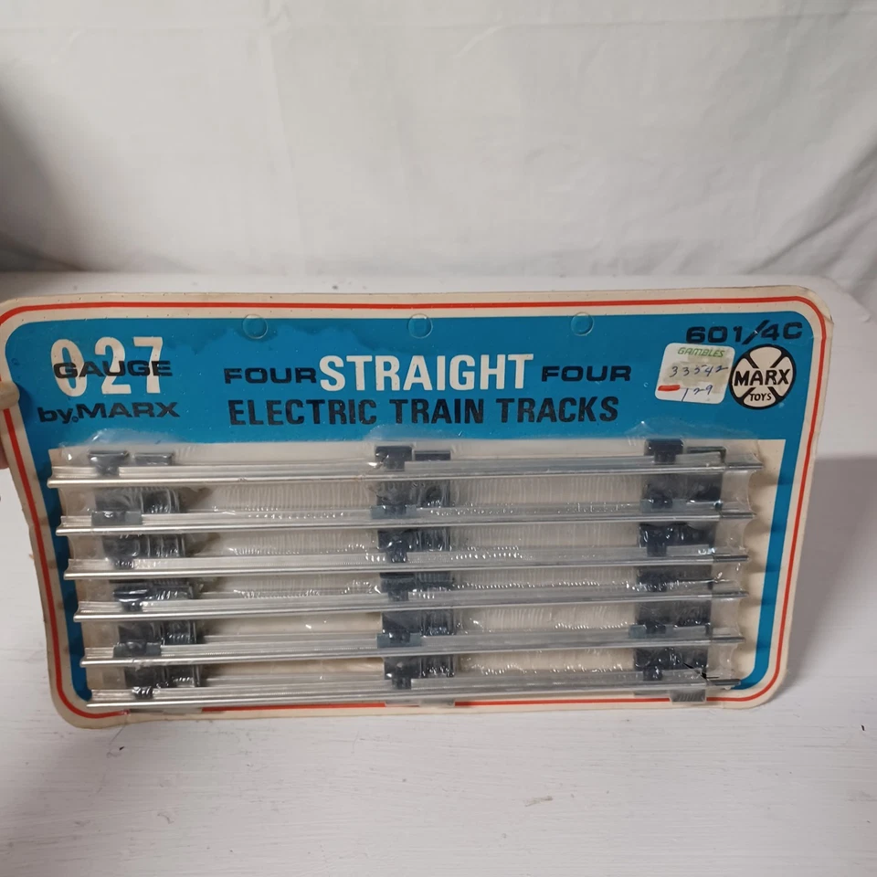 Vtg MARX 027 GAUGE 4 Straight ELECTRIC TRAIN TRACKS New Unopened  USA  - Image 2 of 4