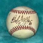 Bob Feller Autographed Official Major League Baseball HOF, Cleveland Indians.
