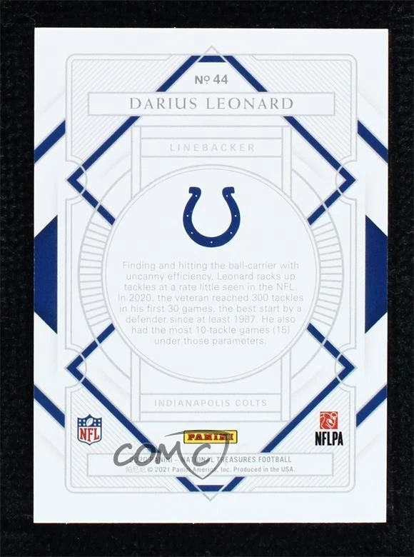2020 Panini National Treasures Gold /35 Shaquille Leonard Darius Leonard #44 - Image 2 of 2