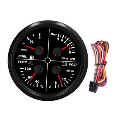 Universal 85mm 4 in 1 Multi Function Gauge, IP67 Multifunctional Gauge Oil