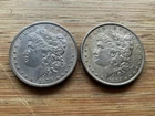 US Morgan Silver Dollars 2 coins circulated details Pre 1904 Lot TU25