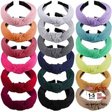 18-Piece Top Knot Headband - Wide Turban Cloth Cross Knot Headbands