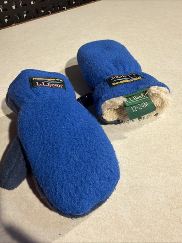 LL Bean Toddler Insulated Sherpa Lined Gloves Blues Size 12-24m