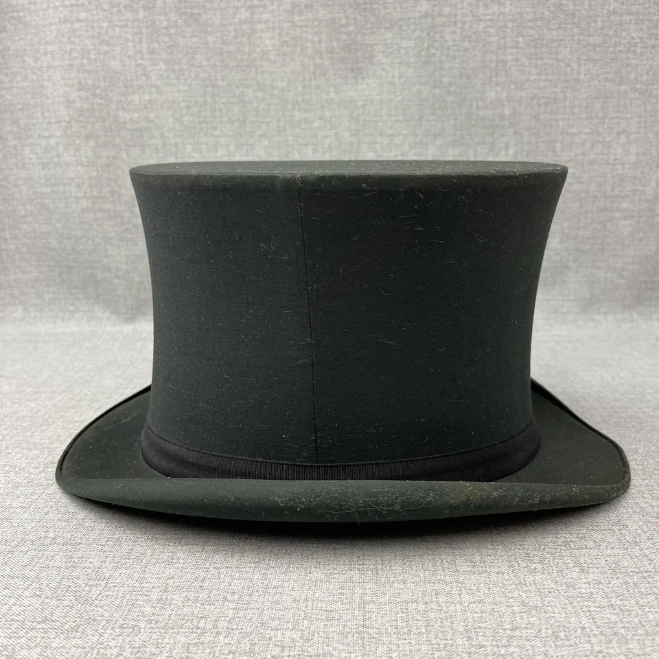 Ithaca NY Herbert G. Willson Antiguo Victoriano Sombrero Formal Negro Seda c1900 Foto 4 de 4