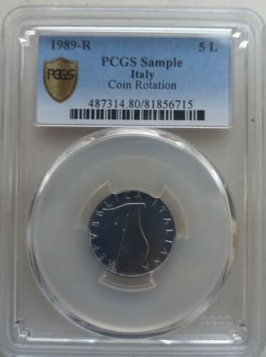 Rare PCGS SAMPLE coin rotation ๐ท ITALY ITALIA 5 Liretta ๐ท5 L 1989 R