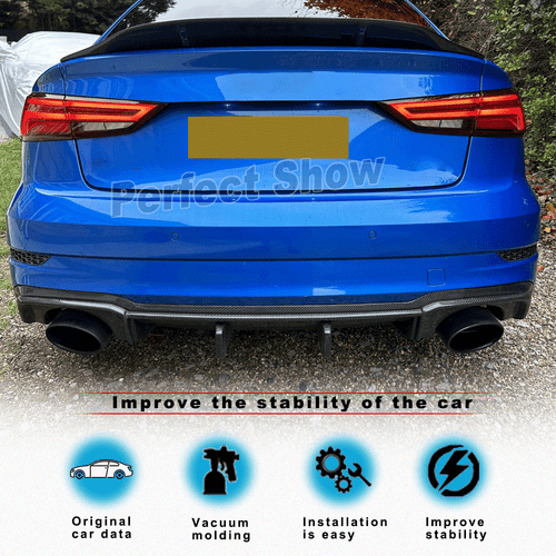 Difusor de carbono difusor trasero alerón faldón trasero se adapta a Audi RS3 8V 2017-2019 - Imagen 2 de 14