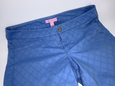 Lilly Pulitzer Pants Sz 4 Blue Cotton Elasterell Spandex Flat