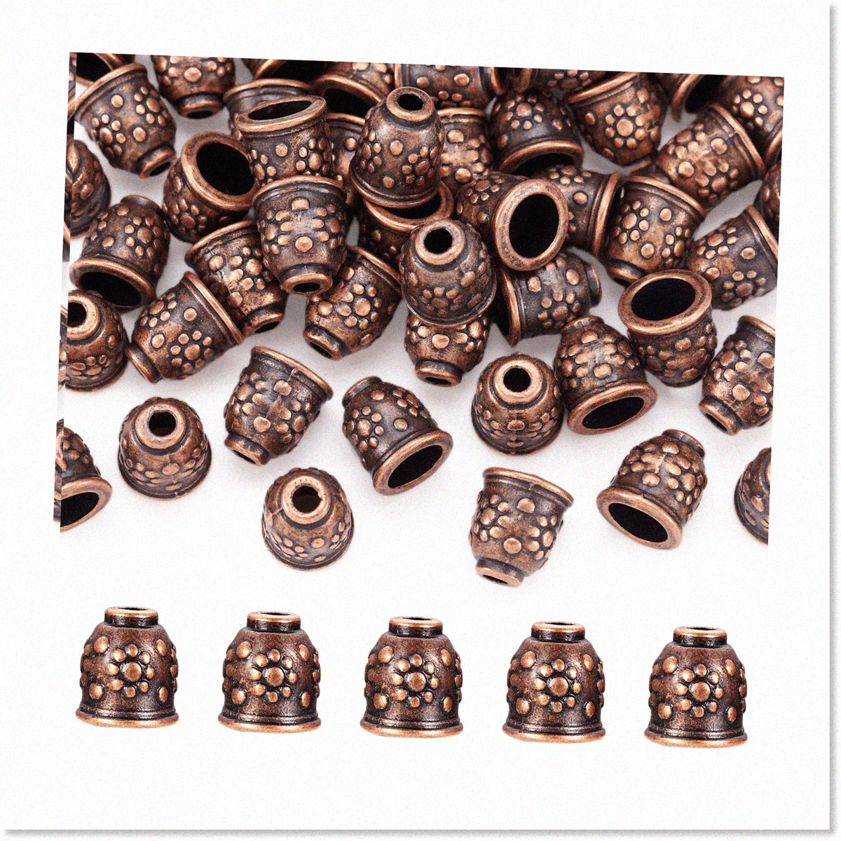 50Pcs Red Copper Spacer Cone Bead Caps Vintage Metal Terminator