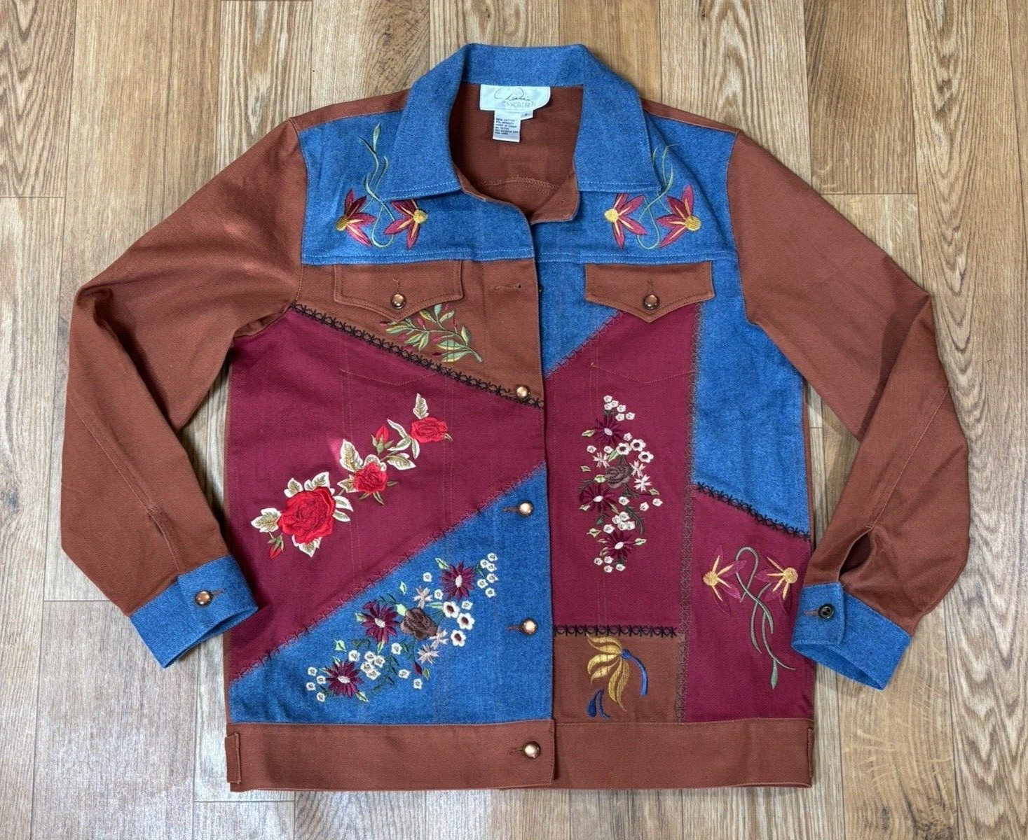 DIANE’S ESSENTIALS Denim Patchwork Jacket Blue Bu… - image 1