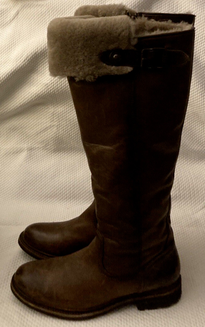 FRYE MARA Button Distressed Leather Shearling Fur… - image 19