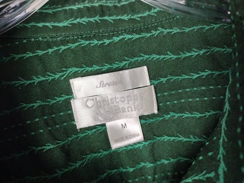 Christopher & Banks Green Garland Striped Embroidered Jacket Blazer Medium - Picture 2 of 5