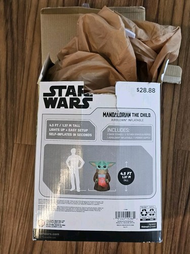 Star Wars Inflatable Mandolorian Grogu Baby Yoda Child with Stocking 4.5ft Gemmy - 第 3/3 張圖片