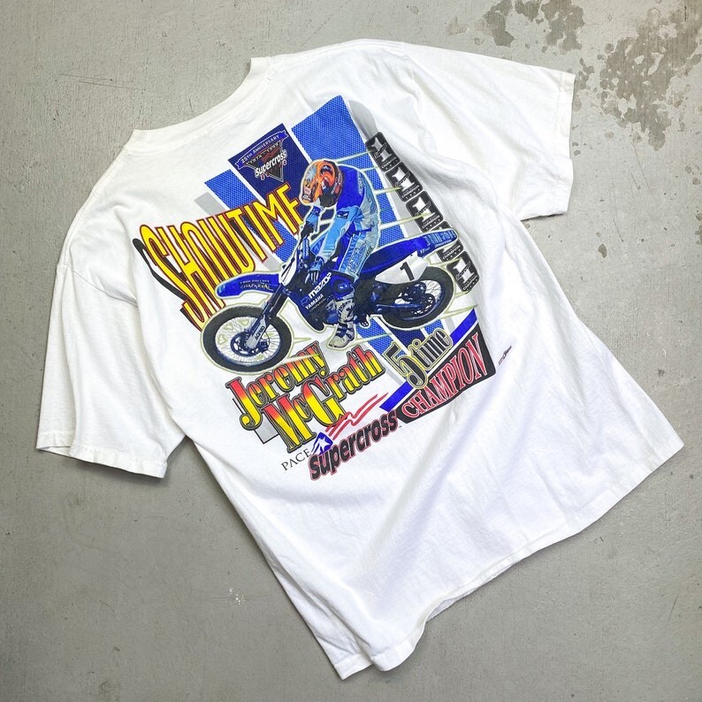Maillot De Motocross Vintage AXO 1989 - Taille L - NOS (New Old Stock) - Coton/Polyester