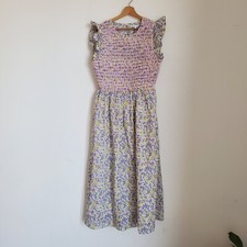 Sz L | NWT English Factory SALE OF FLORAL SMOCKED MIDI Dress Cotton $110