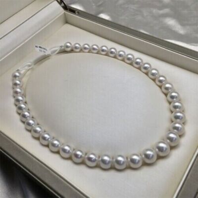 Genuine Natural AAA9-8mm Australian South Sea White  Pearl Necklace 14k 18''