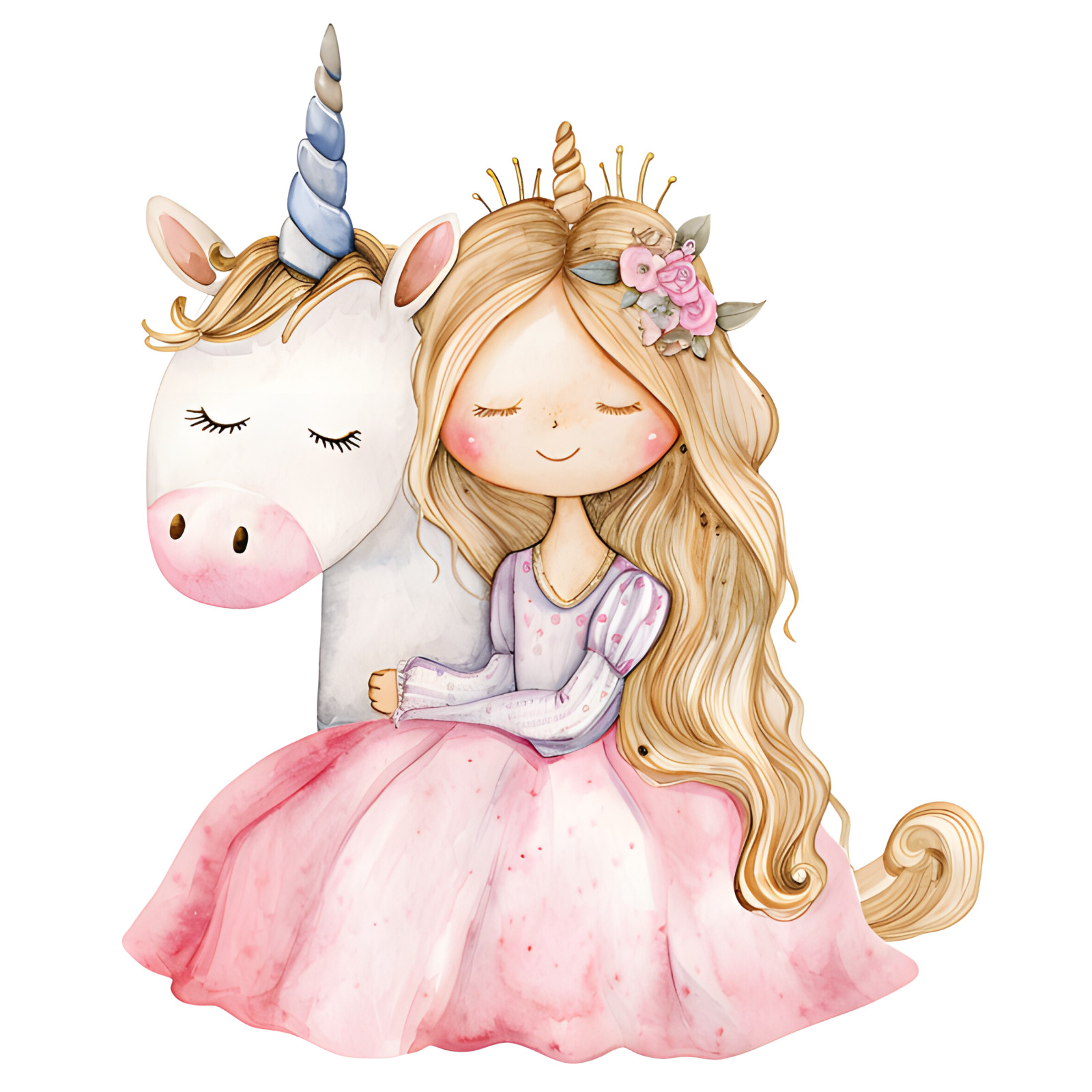 Pegatina de pared princesa con unicornio 18x18 cm grande