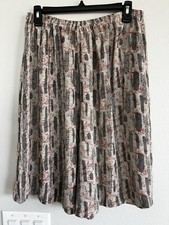 Vintage Boho Cullottes Womens Medium Multicolor Gaucho Pants Wide Leg Pocket