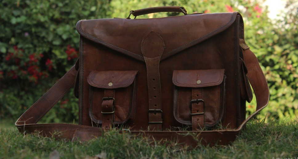 Men's Leather Messenger Duty Shoulder Business Briefcase Laptop Bag Handmade