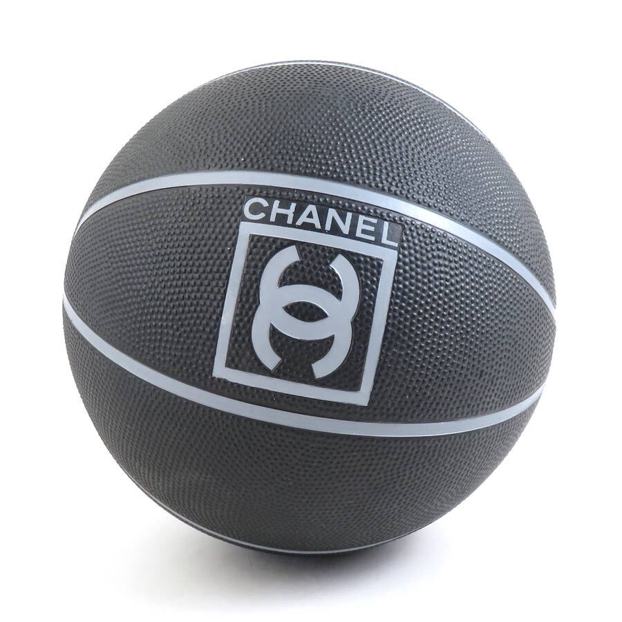 Auth CHANEL CC Logo Sports Line Basketball Black/Grey Rubber