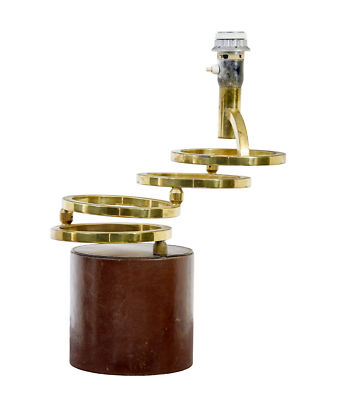 MID CENTURY MESSING UND LEDER OSZILLIERENDE TISCHLAMPE