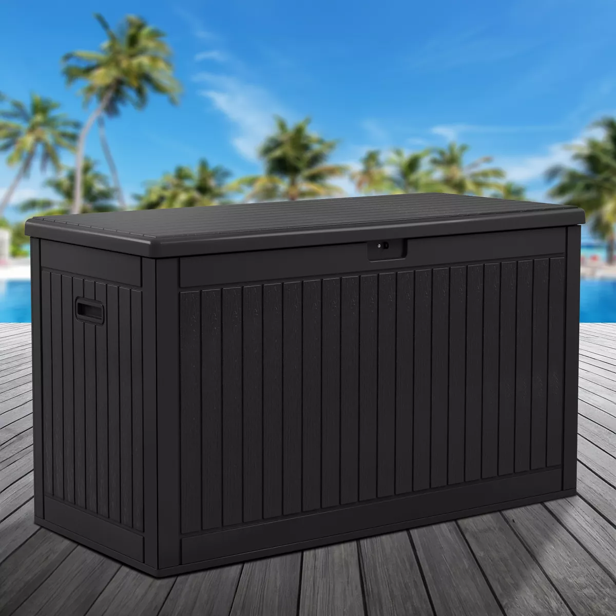 260 Gallon Outdoor Deck Box Resin Patio Waterproof Storage Box