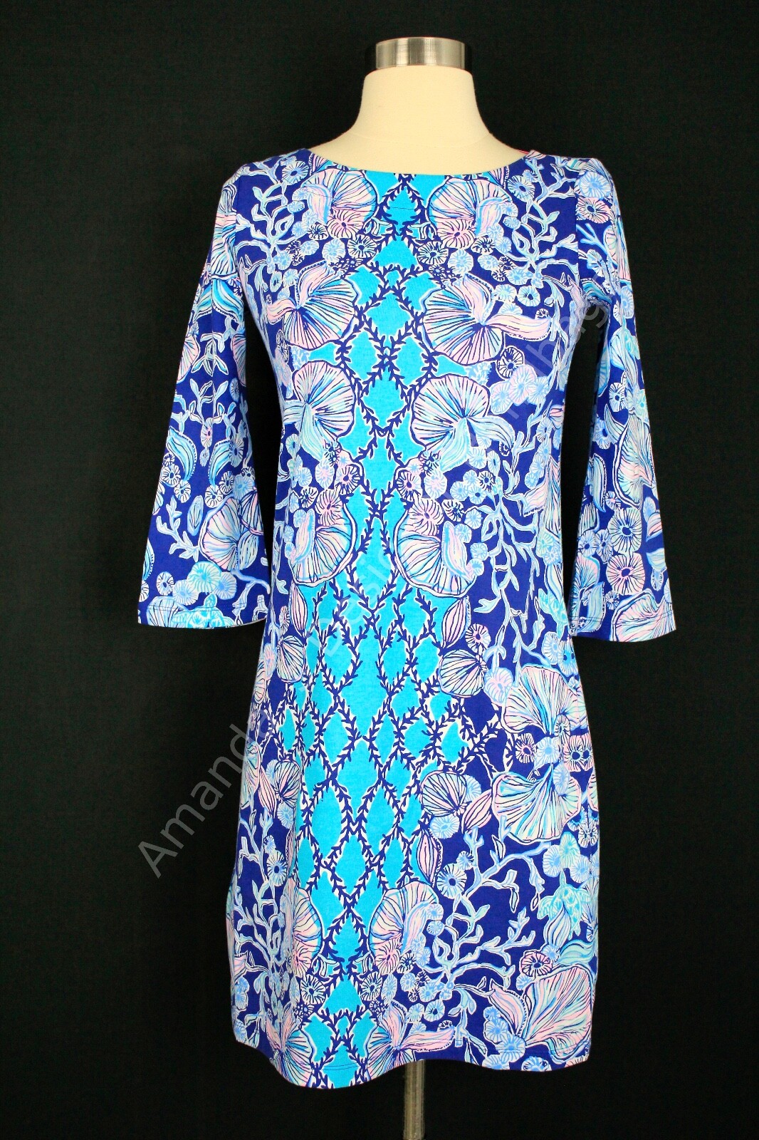 Lilly Pulitzer Bay Dress Lapis Lazuli Your Biggest Fan Engineered NWT