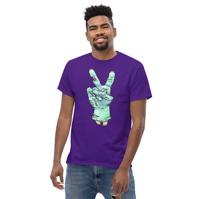 peace and love zombie hand fun art awesome graphic trendy Men's