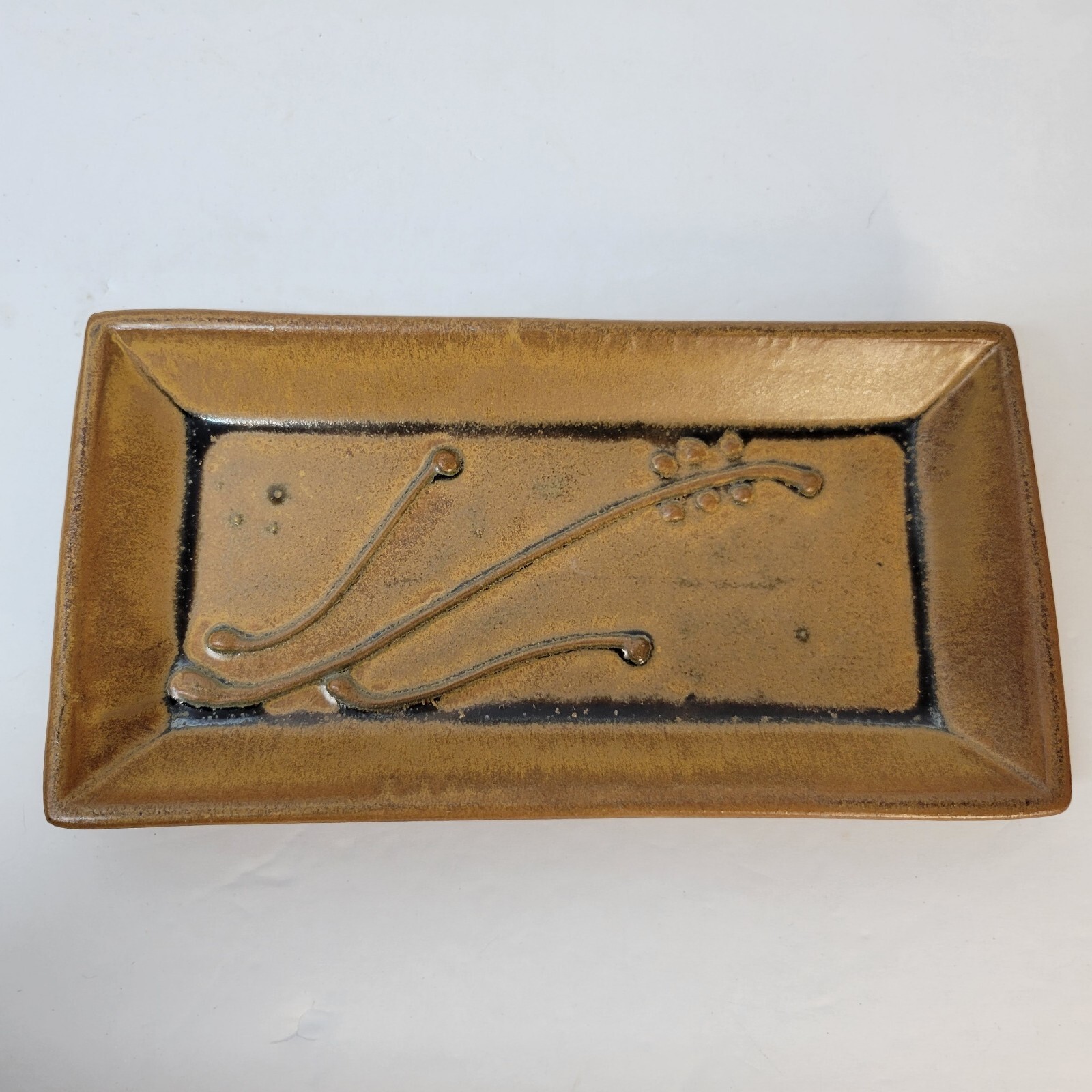 Studio Art Pottery Tray Trinket Vanity Tidbit Artisan Signed Boho 9.5