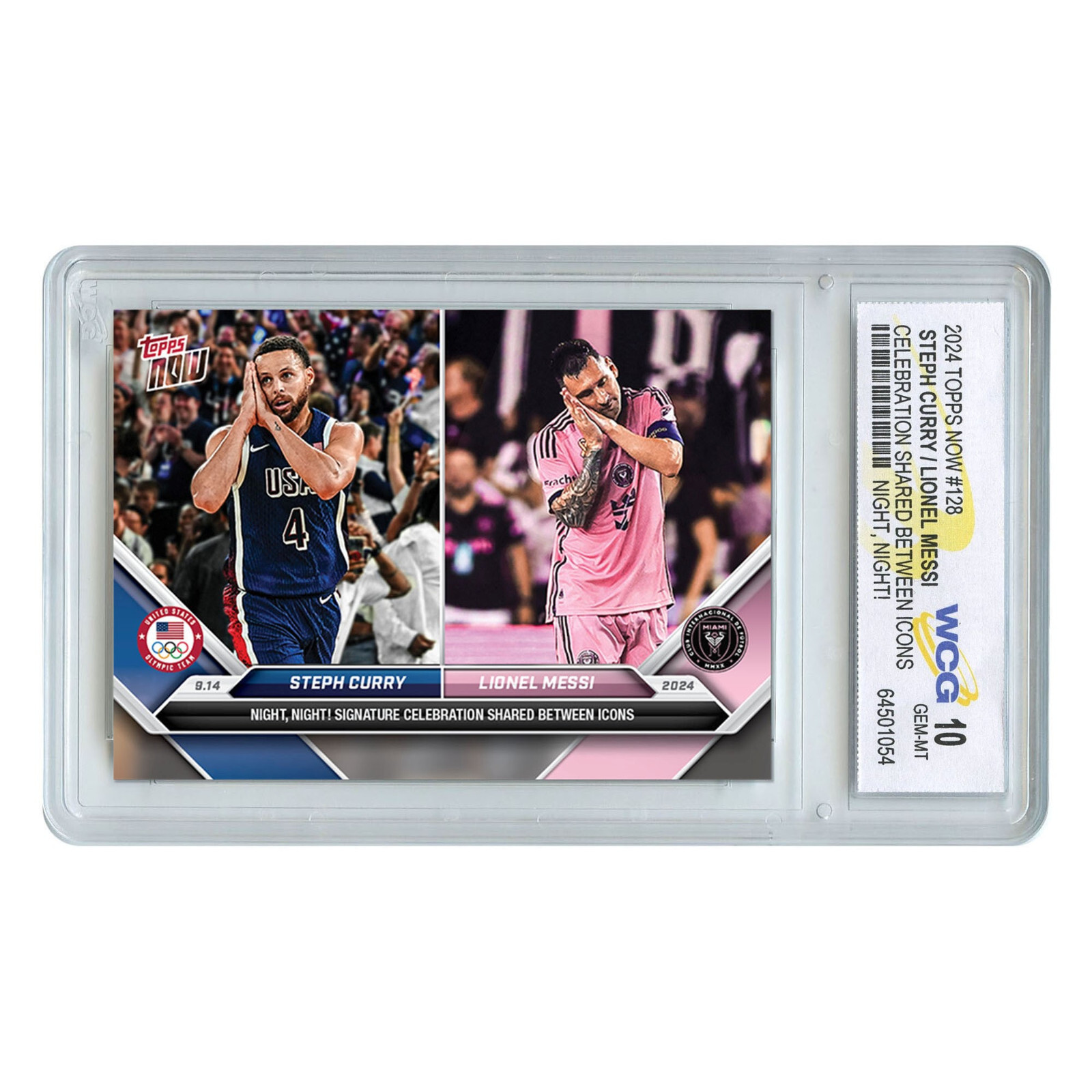 2024 Topps Now STEPH CURRY & LIONEL MESSI Double Card #128 - Graded GEM MINT 10 view 4