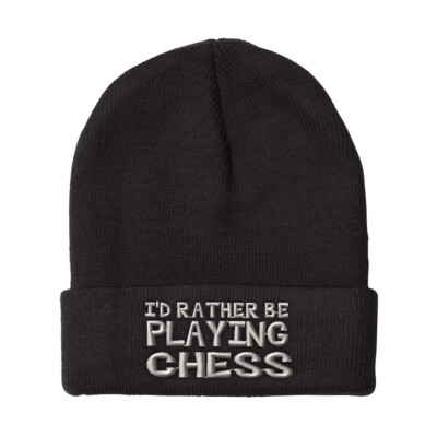 Beanies for Men I'D Rather Be Playing Chess Embroidery Acrylic Skull Cap