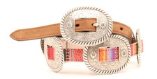 Serape  Silver Concho Belt  NOCONA Brown Leather Western  COWGIRL N3471897
