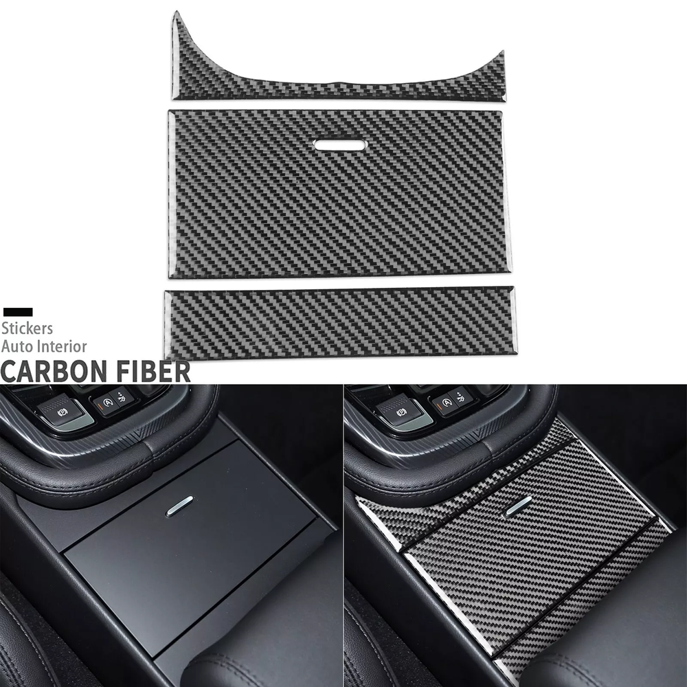 Real Carbon Fiber Console Gear Shift Panel Storage Cover For Jaguar F-Type 13-24