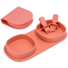 Toddler Plates Travel Essential on the goBaby Plates with Forks and Spoons Se...